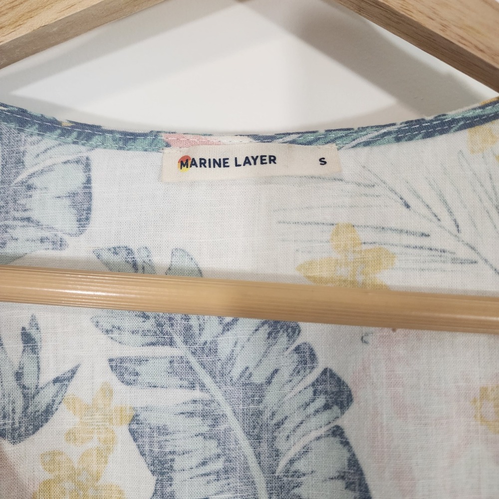 Marine Layer Linen Blend Tropical Wrap Dress Small Resort Vacation resort beach - Picture 8 of 11